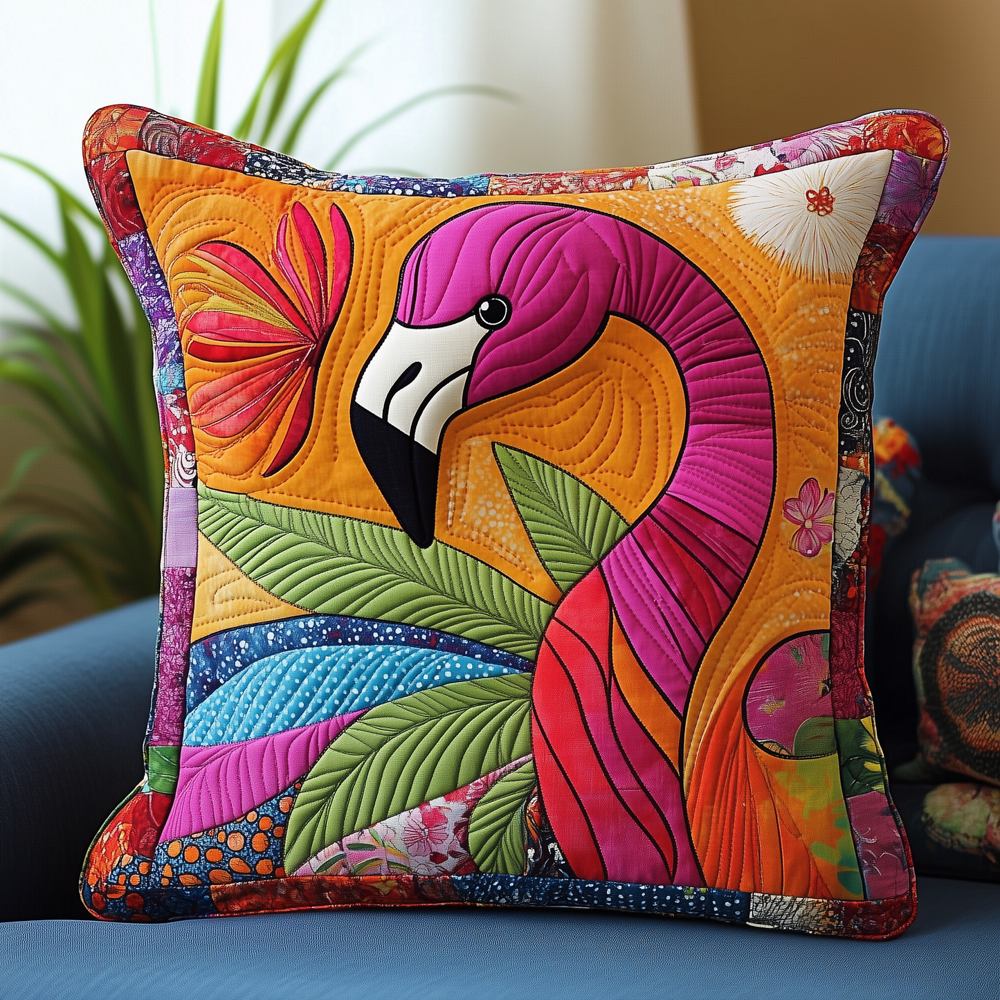 Tropical Flamingo Quilted Pillow Case GFTOHD564