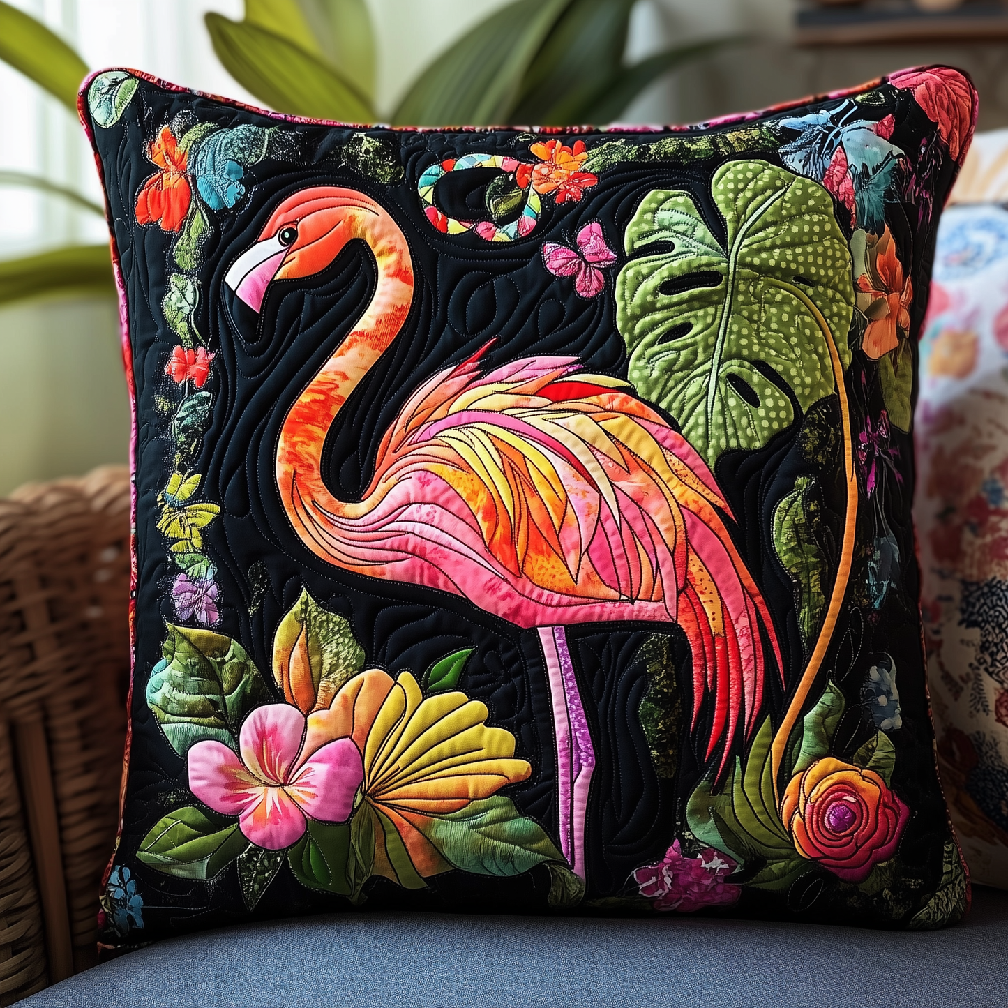 Tropical Flamingo Quilted Pillow Case GFTOHD567