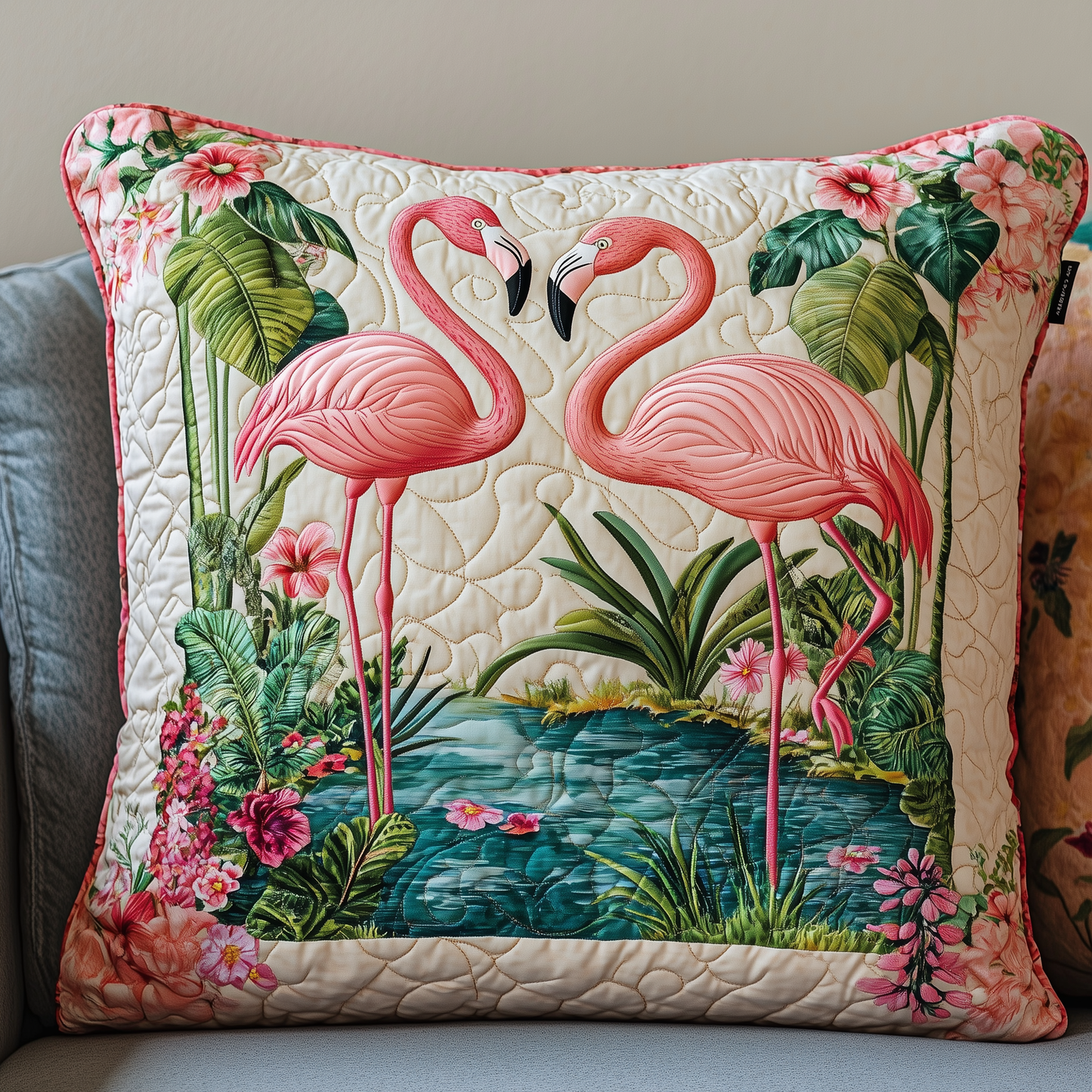 Tropical Flamingo Quilted Pillow Case GFTOHD568