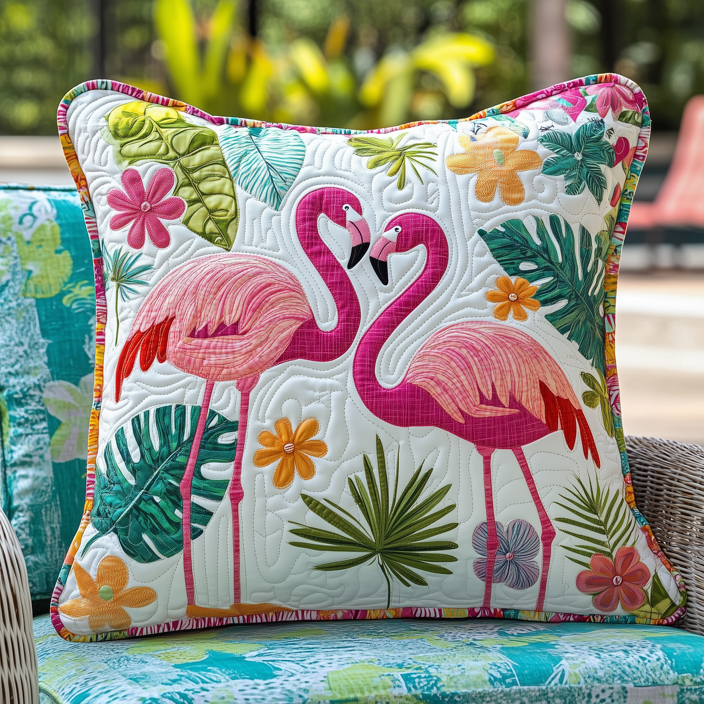 Tropical Flamingo Quilted Pillow Case GFTOHD569