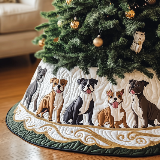 Happy Bulldog Christmas Quilted Tree Skirt GFTOHD573