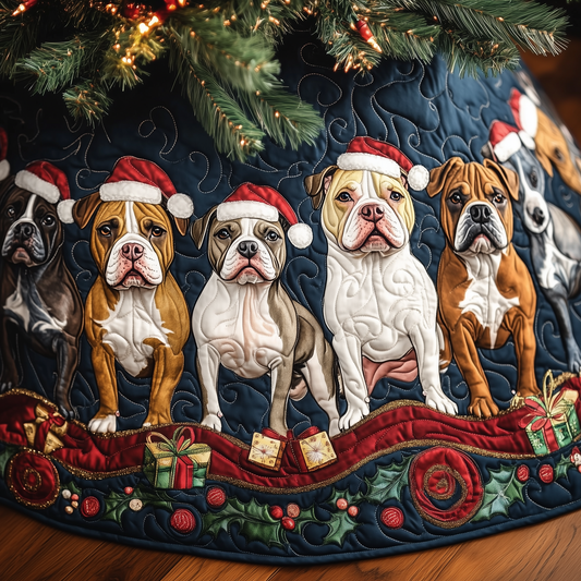 Happy Bulldog Christmas Quilted Tree Skirt GFTOHD580