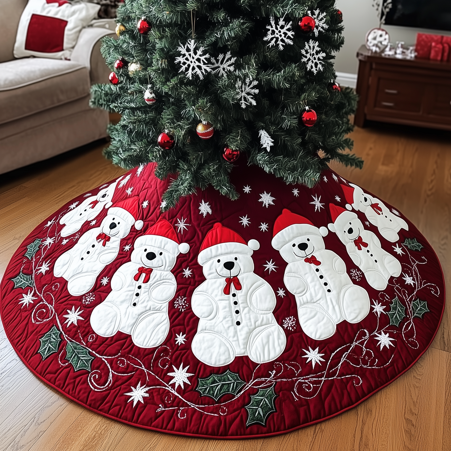 Christmas Bear Quilted Tree Skirt GFTOHD632