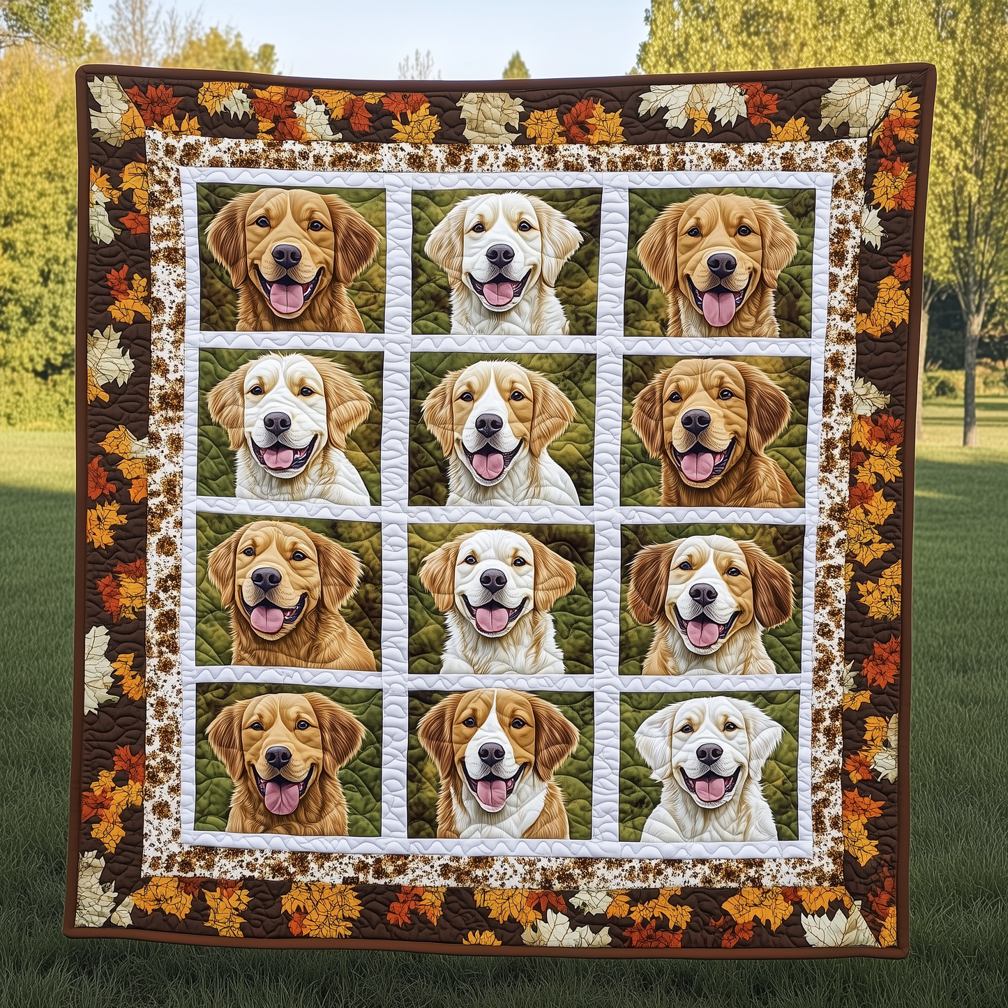 Autumn Golden Retriever Quilted Blanket GFTOHD641