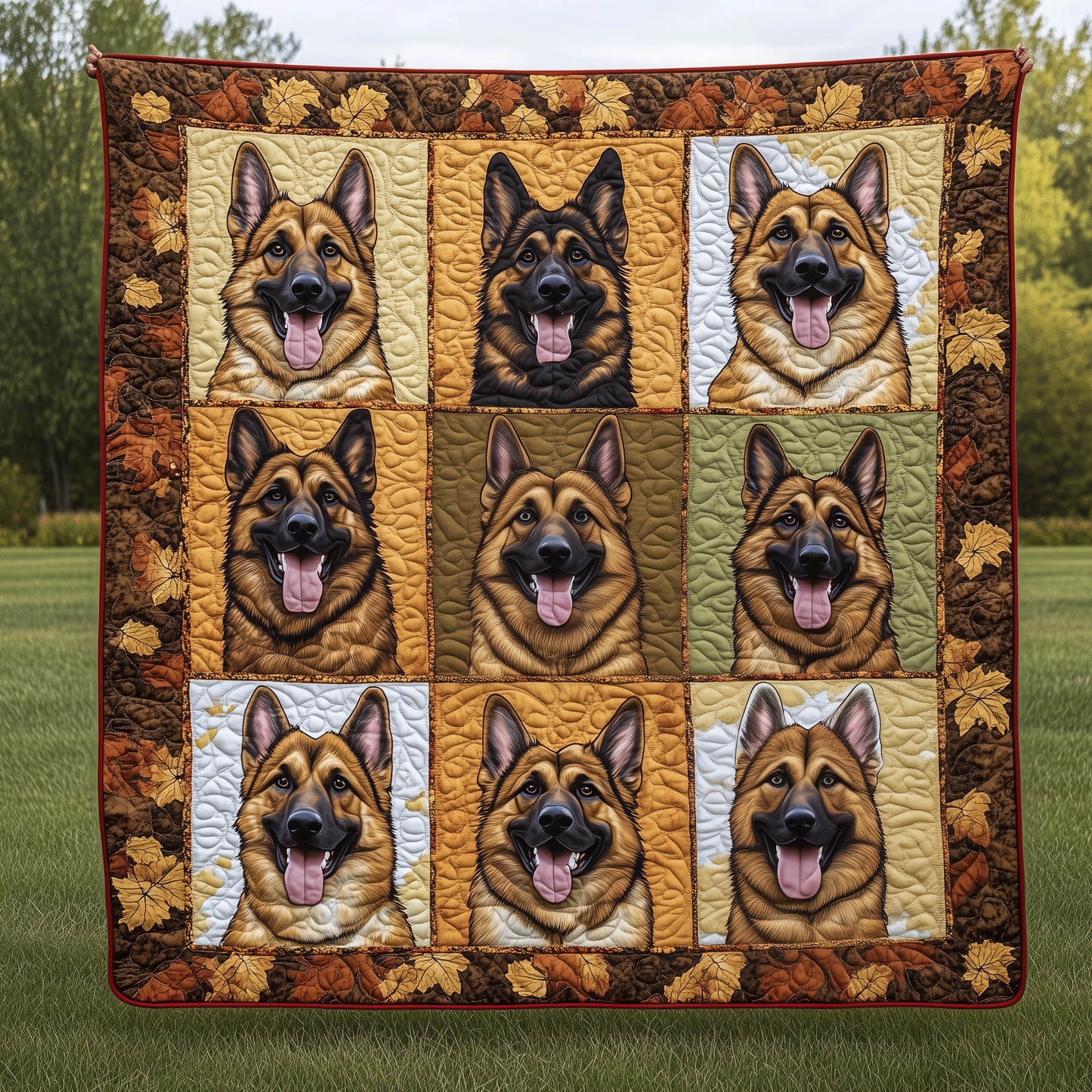 Autumn German Shepherd Quilted Blanket GFTOHD642