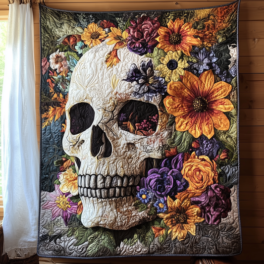 Skull Floral Quilted Blanket GFTOHD644