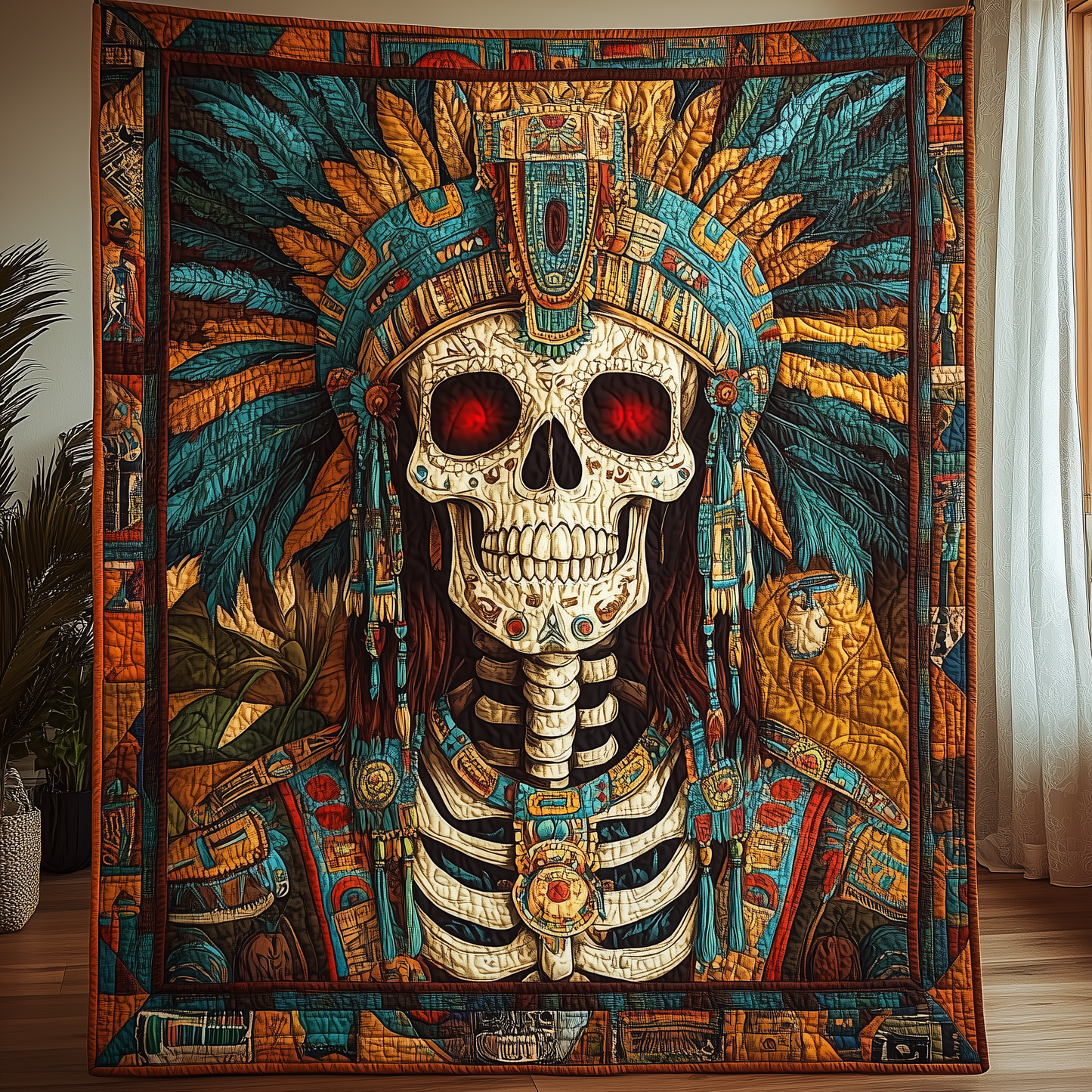 Native Skull Quilted Blanket GFTOHD686