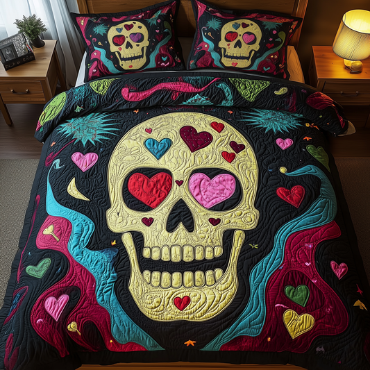 Skull In Love 3-Piece Quilted Bedding Set GFTOHD727