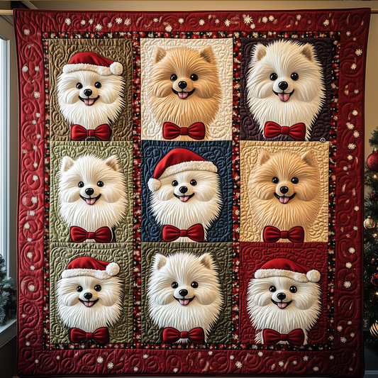 Christmas Pomeranian Quilted Blanket GFTOHD751