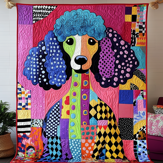 Vibrant Adorable Poodle Quilted Blanket GFTOHD758