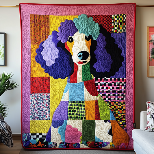 Vibrant Adorable Poodle Quilted Blanket GFTOHD759