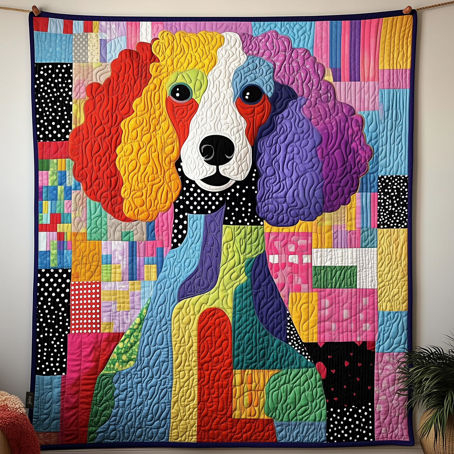 Vibrant Adorable Poodle Quilted Blanket GFTOHD760