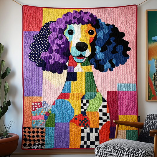 Vibrant Adorable Poodle Quilted Blanket GFTOHD762