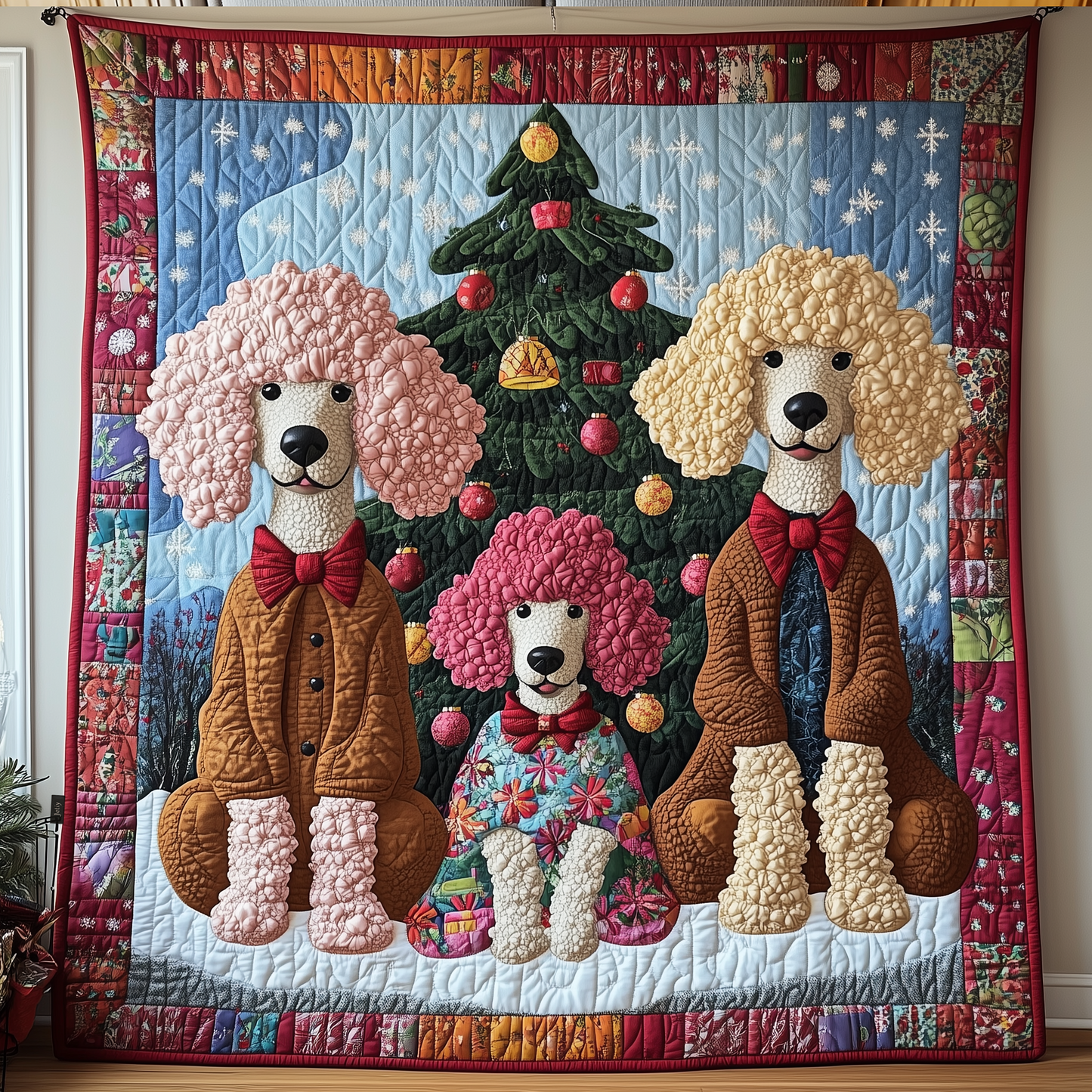 Christmas Poodle Quilted Blanket GFTOHD765