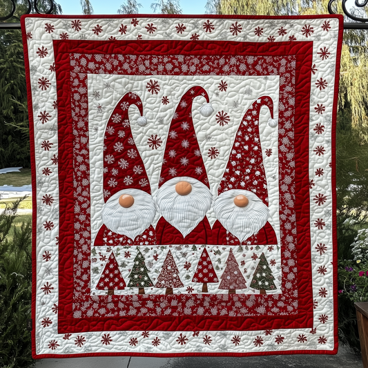 Christmas Gnomes Quilted Blanket GFTOHD785