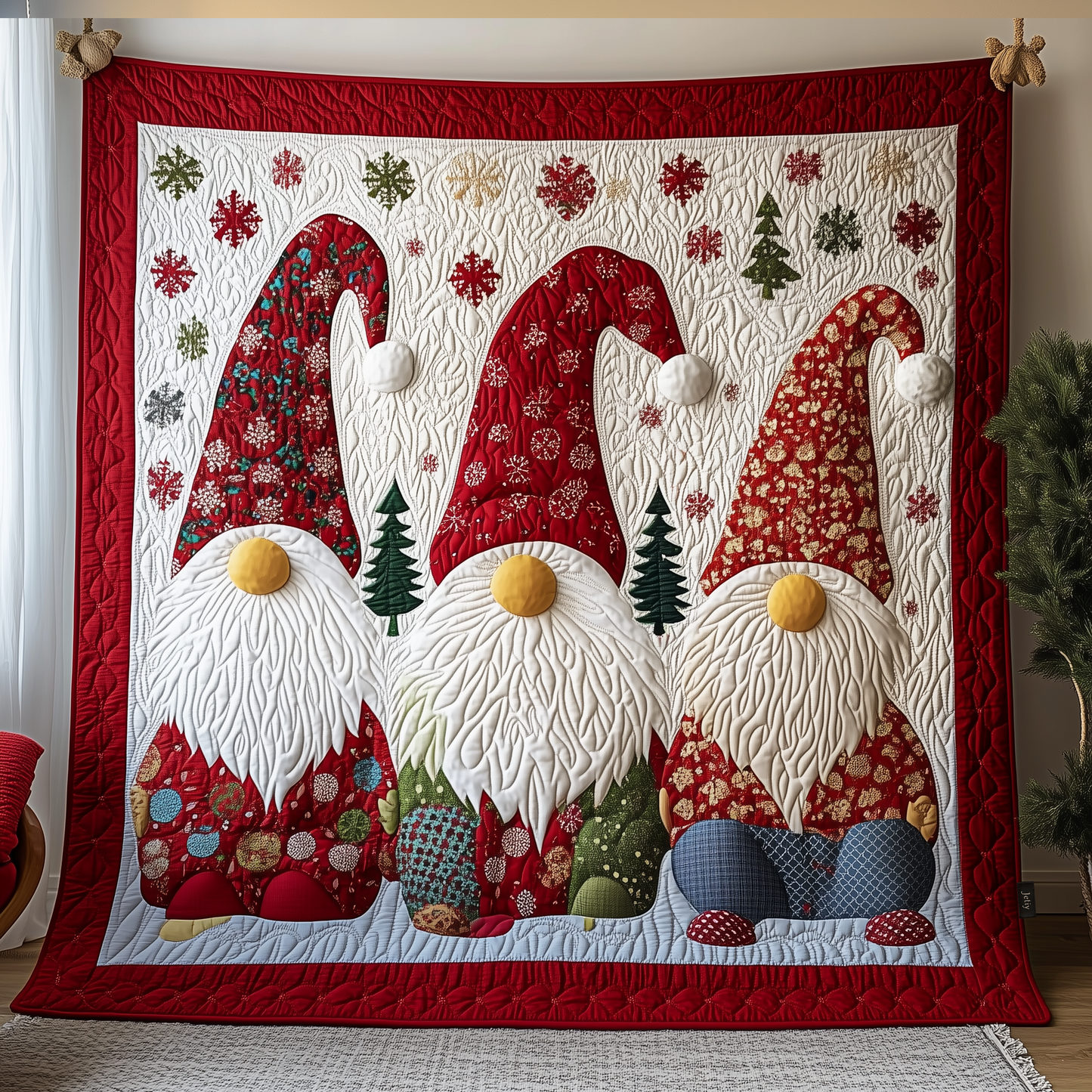 Christmas Gnomes Quilted Blanket GFTOHD787