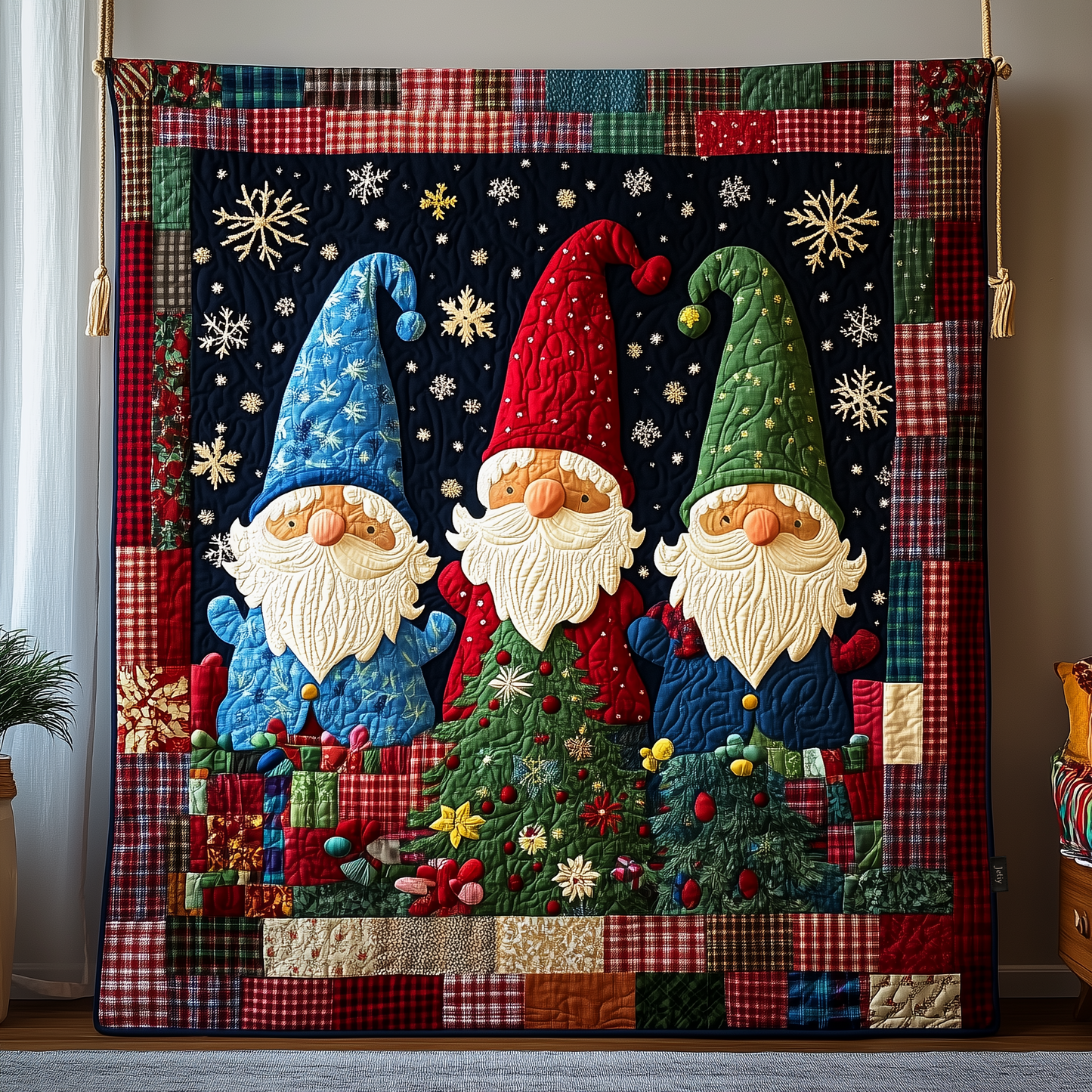 Christmas Gnomes Quilted Blanket GFTOHD791