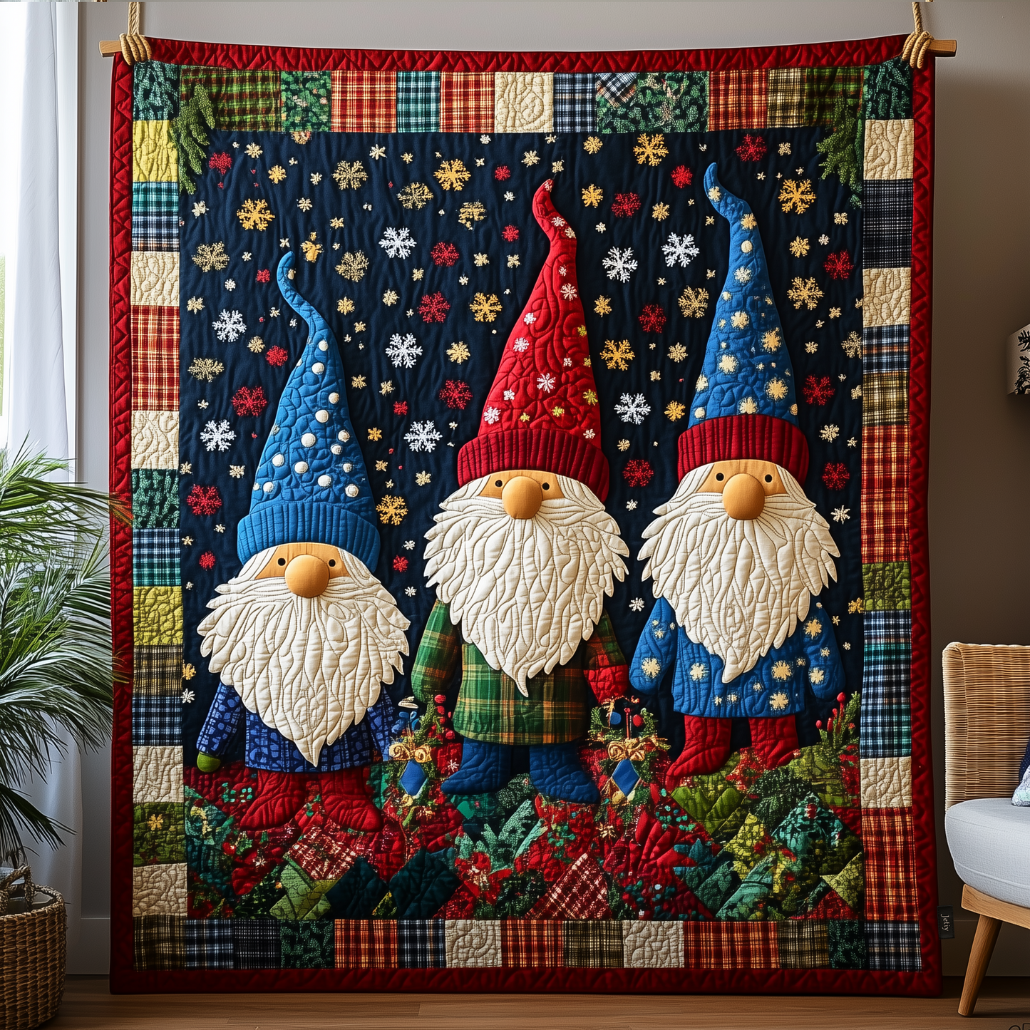 Christmas Gnomes Quilted Blanket GFTOHD792