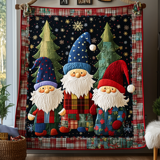 Christmas Gnomes Quilted Blanket GFTOHD793