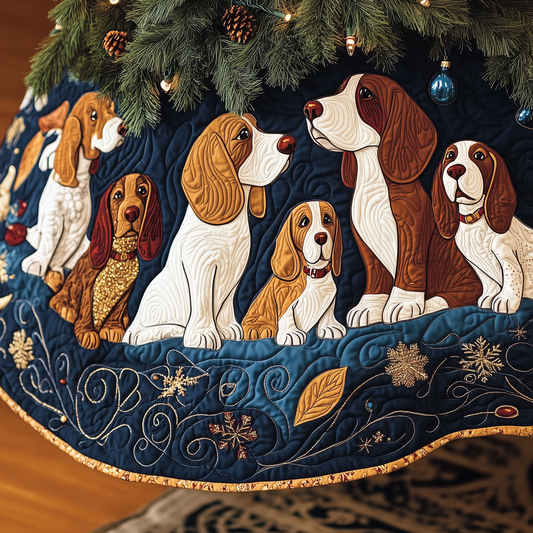 Joyful Basset Hound Quilted Tree Skirt GFTOHD819