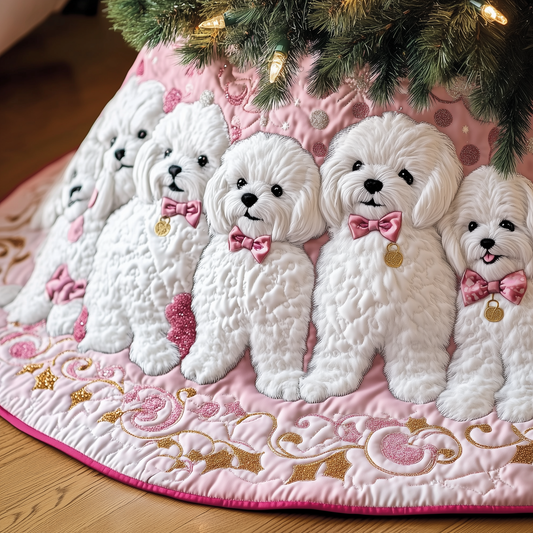 Christmas Bichon Frise Quilted Tree Skirt GFTOHD950