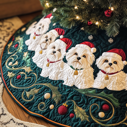 Christmas Bichon Frise Quilted Tree Skirt GFTOHD952