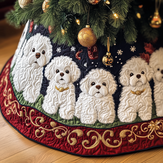 Christmas Bichon Frise Quilted Tree Skirt GFTOHD954