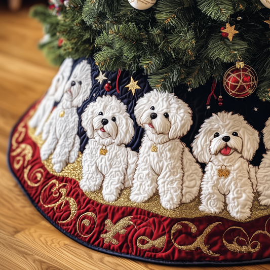 Christmas Bichon Frise Quilted Tree Skirt GFTOHD956