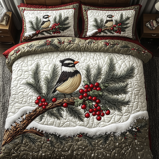 Christmas Cozy Bird 3-Piece Quilted Bedding Set GFTOHD981