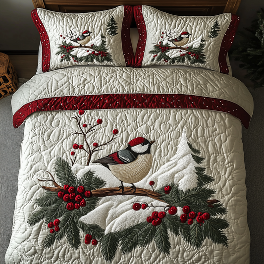 Christmas Cozy Bird 3-Piece Quilted Bedding Set GFTOHD982