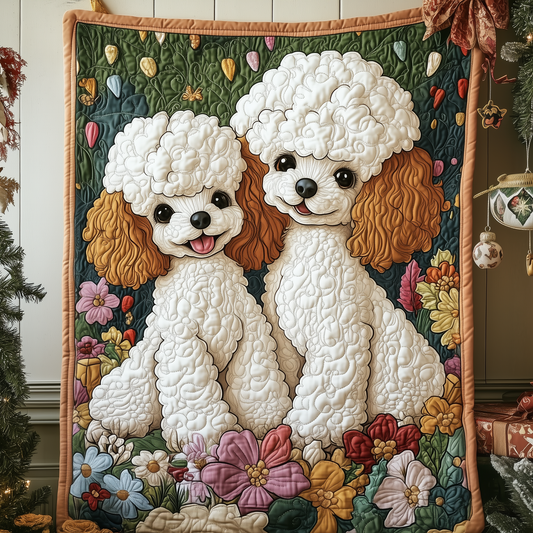 Floral Poodle Quilted Blanket GFTOMH002