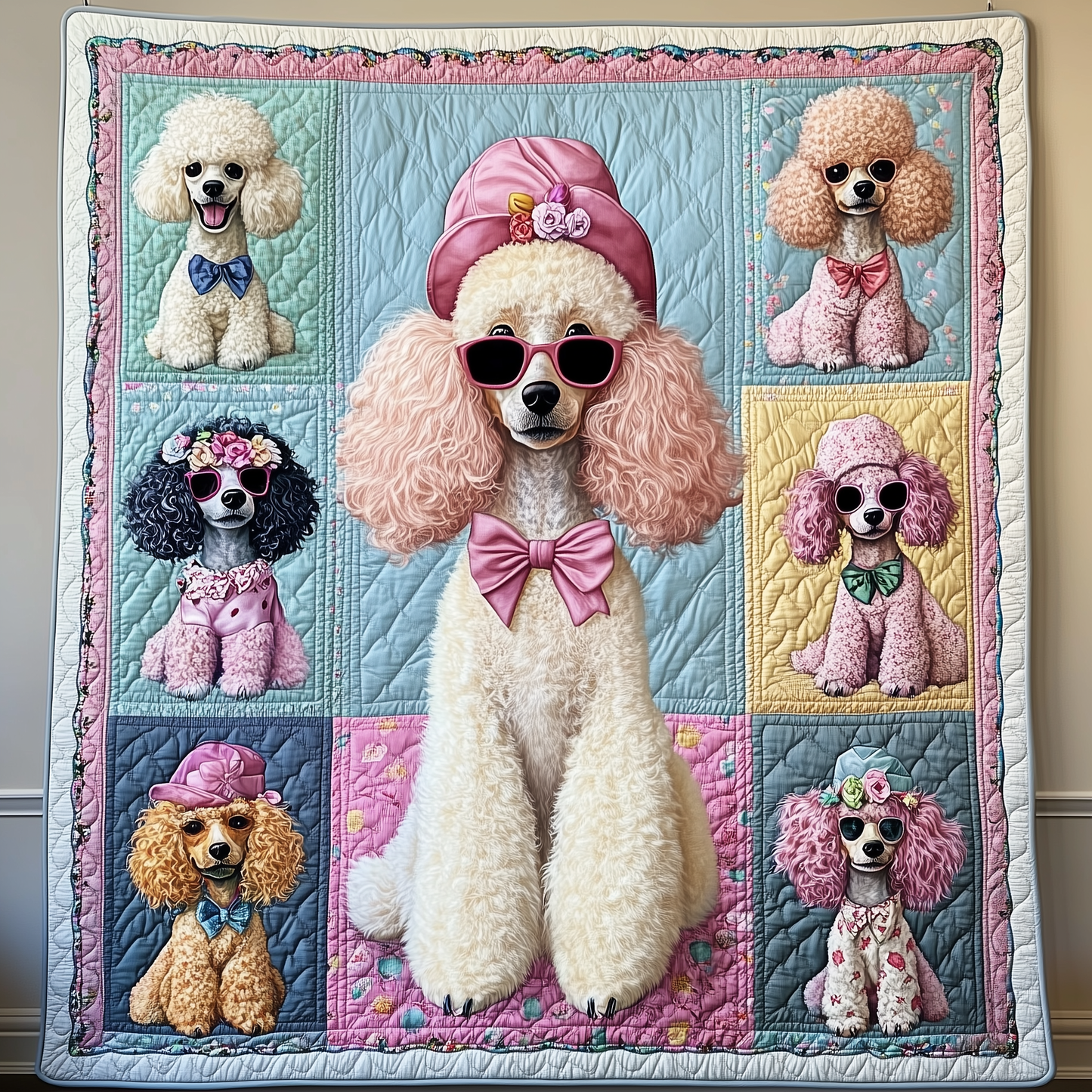 Whimsical Poodle Quilted Blanket GFTOMH007