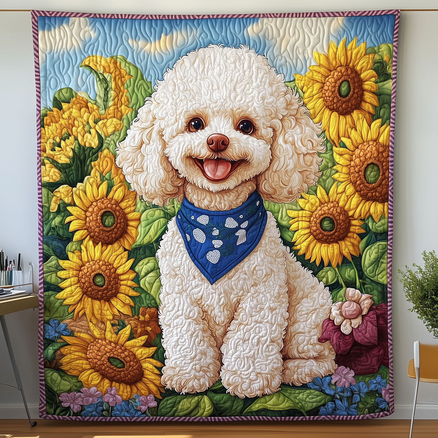 Adorable Poodle Quilted Blanket GFTOMH008