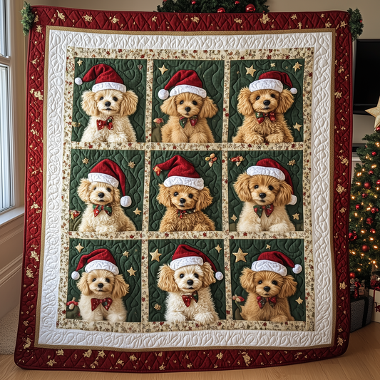 Christmas Poodle Quilted Blanket GFTOMH013