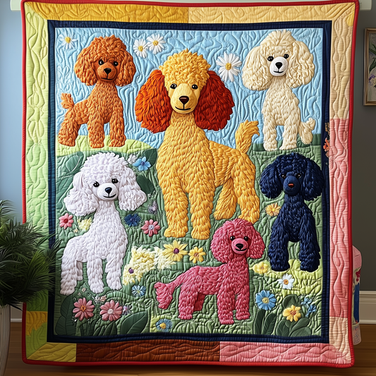 Colorful Poodle Quilted Blanket GFTOMH015