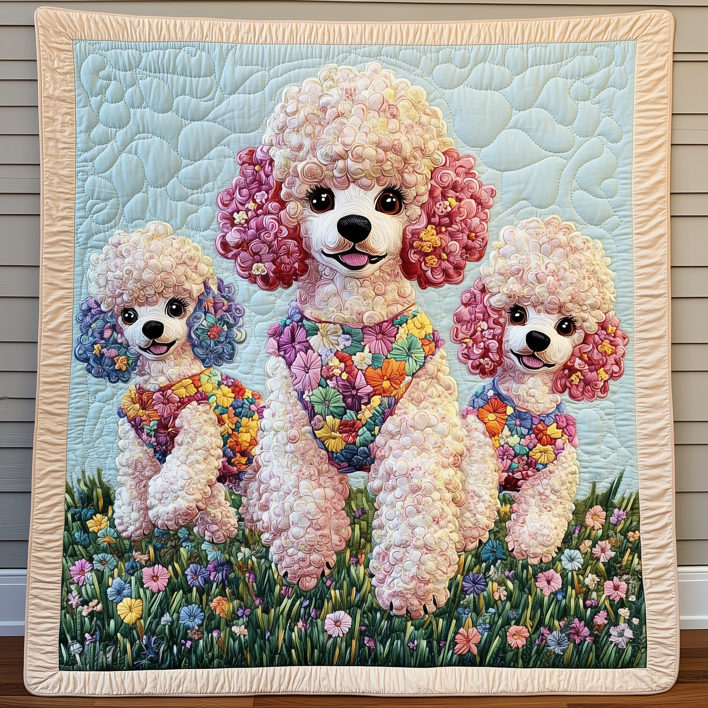 Floral Poodle Quilted Blanket GFTOMH016