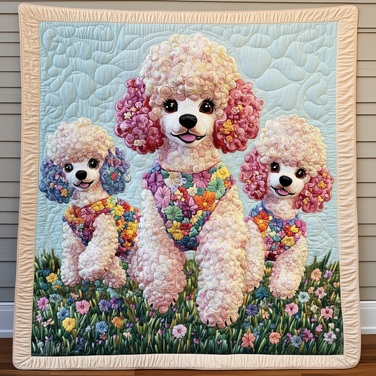 Floral Poodle Quilted Blanket GFTOMH016