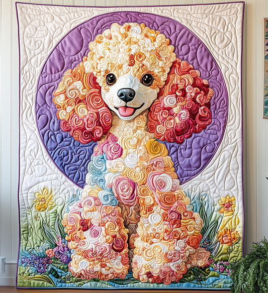 Floral Poodle Quilted Blanket GFTOMH017