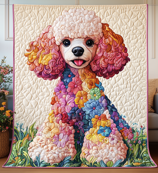 Floral Poodle Quilted Blanket GFTOMH018