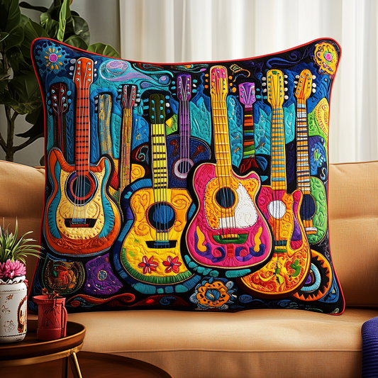 Vibrant Strings Guitars Quilted Pillow Case GFTONL088