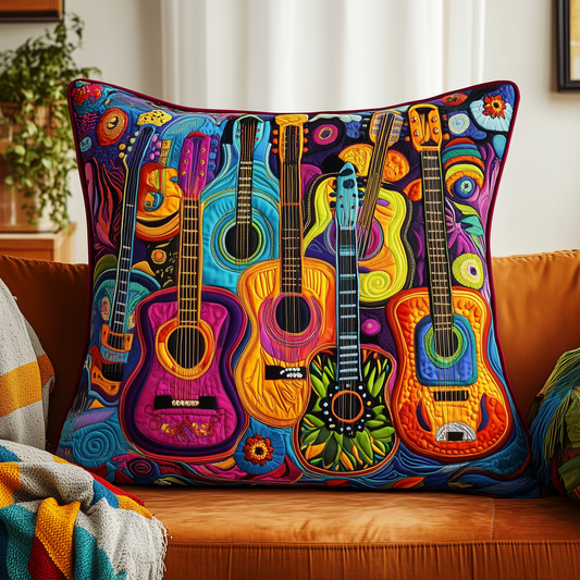 Vibrant Strings Guitars Quilted Pillow Case GFTONL090