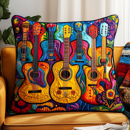 Vibrant Strings Guitars Quilted Pillow Case GFTONL092