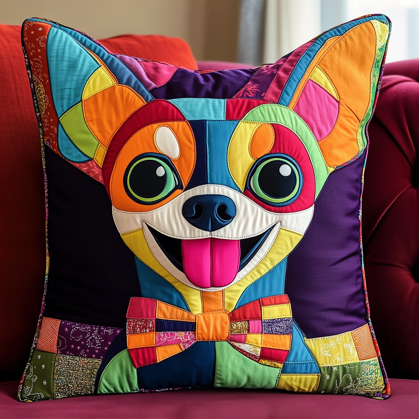 Colorful Chihuahua Quilted Pillow Case GFTONL1065