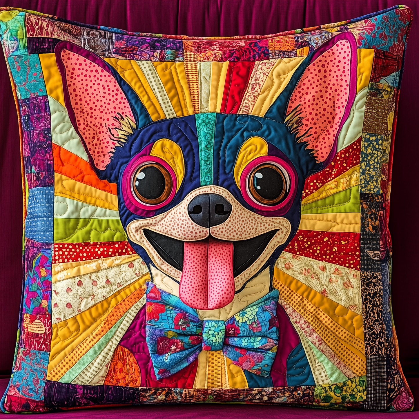 Colorful Chihuahua Quilted Pillow Case GFTONL1069