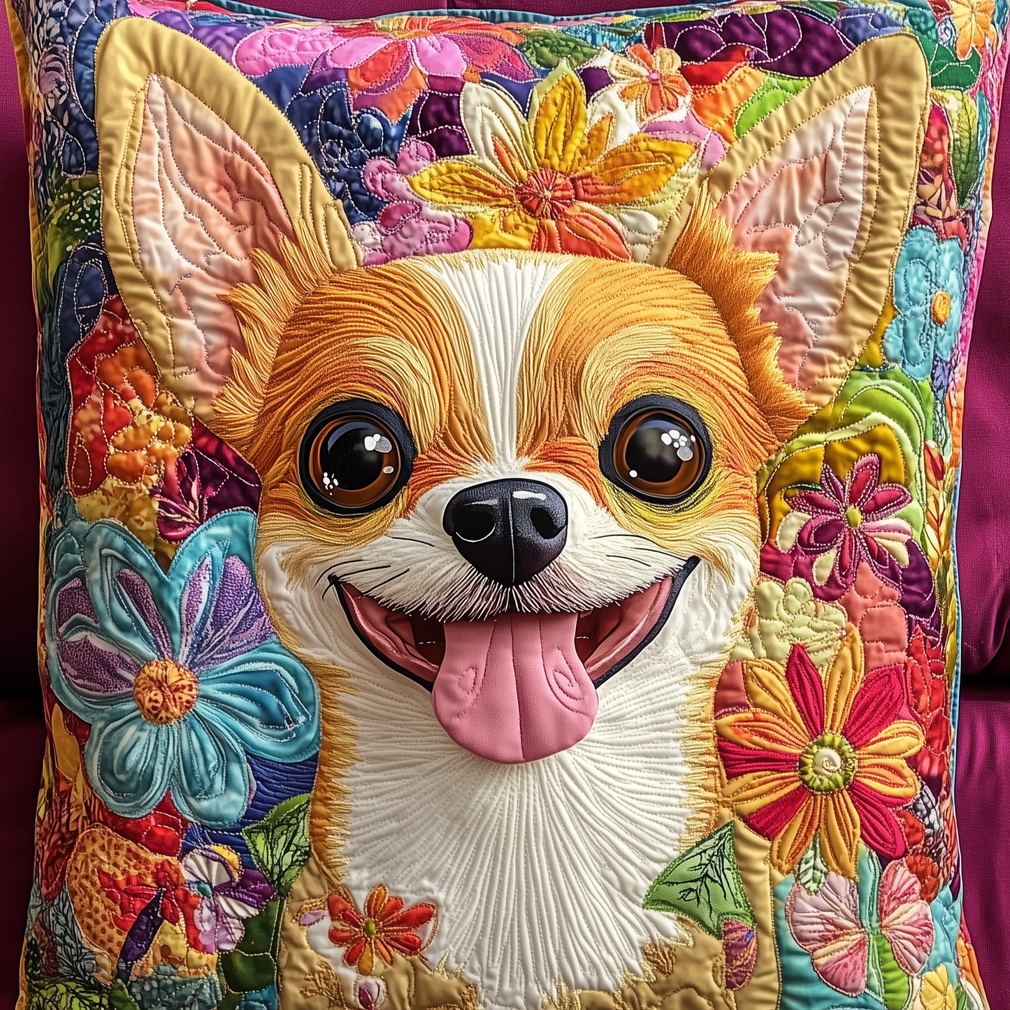 Colorful Chihuahua Quilted Pillow Case GFTONL1070