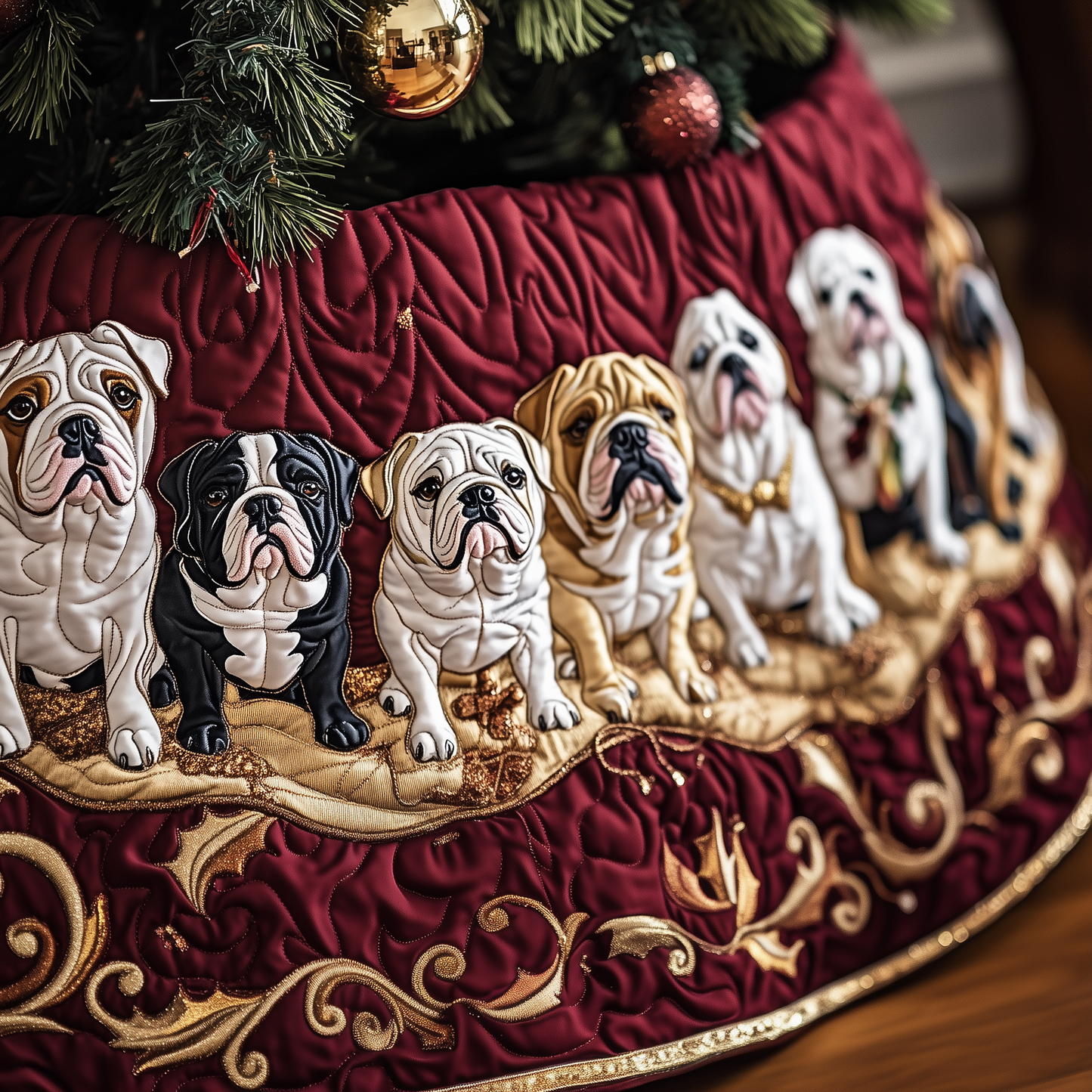 English Bulldog Quilted Tree Skirt GFTONL1073