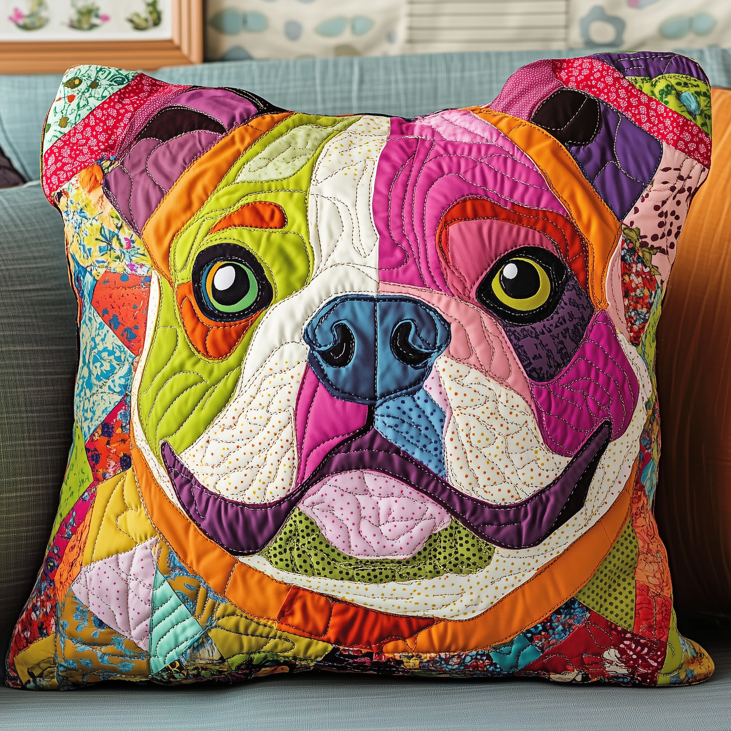 American Bulldog Quilted Pillow Case GFTONL1095