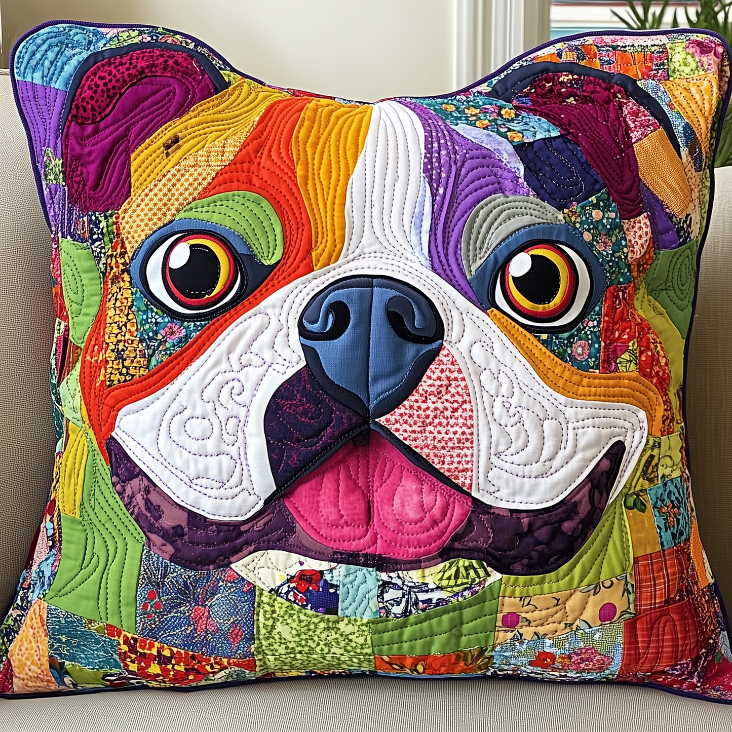 American Bulldog Quilted Pillow Case GFTONL1096