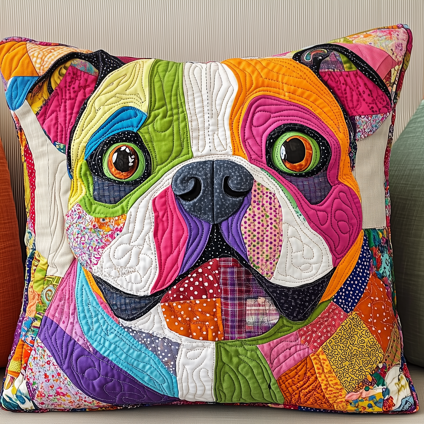 American Bulldog Quilted Pillow Case GFTONL1097