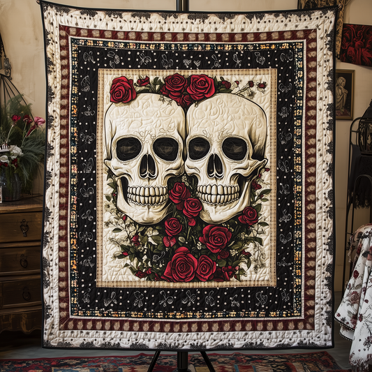 Happy Skull Couple Quilted Blanket GFTONL1110